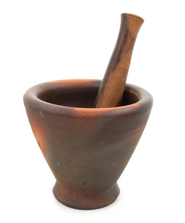 Mortaio thai di terracotta "medium" Ø 20cm con pestello in legno